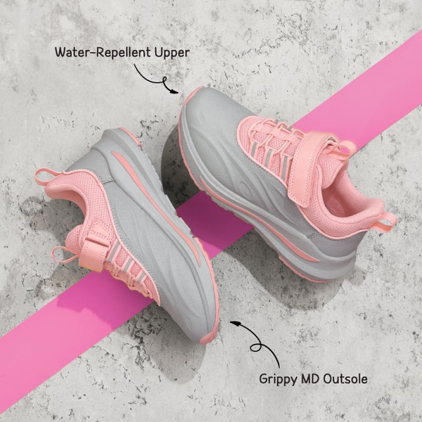 [DuraPlay Flex] Kids Protective High-Density Upper Running Shoes with Reflective Tape - LIGHT GREY PINK - 5
